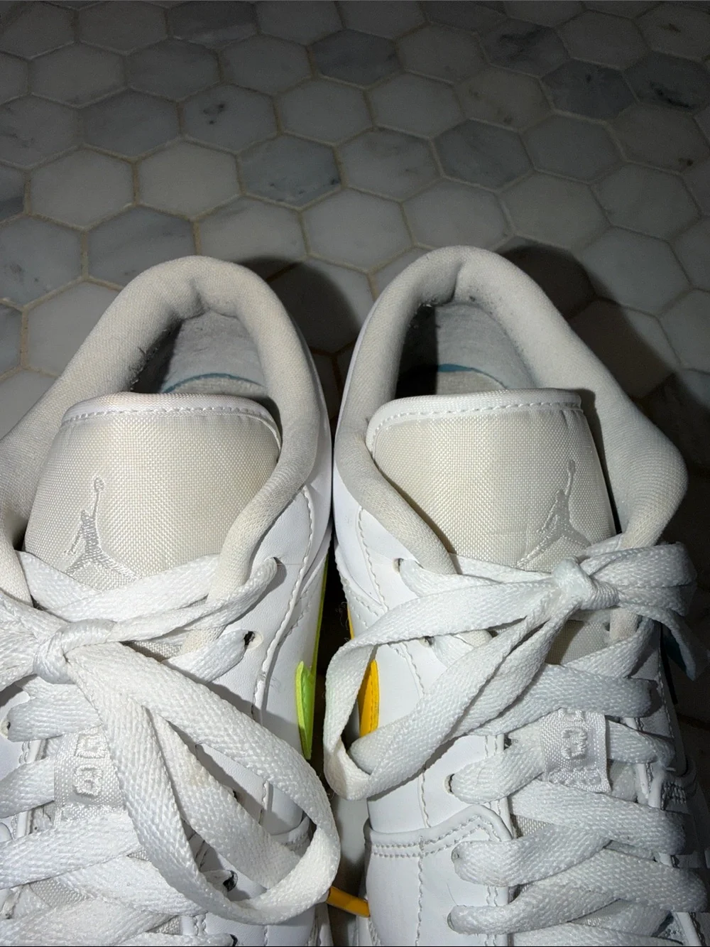 Nike Air Jordan 1 Low 'White Multi-Color' Neon Sneakers Mens Shoe Size 8.5